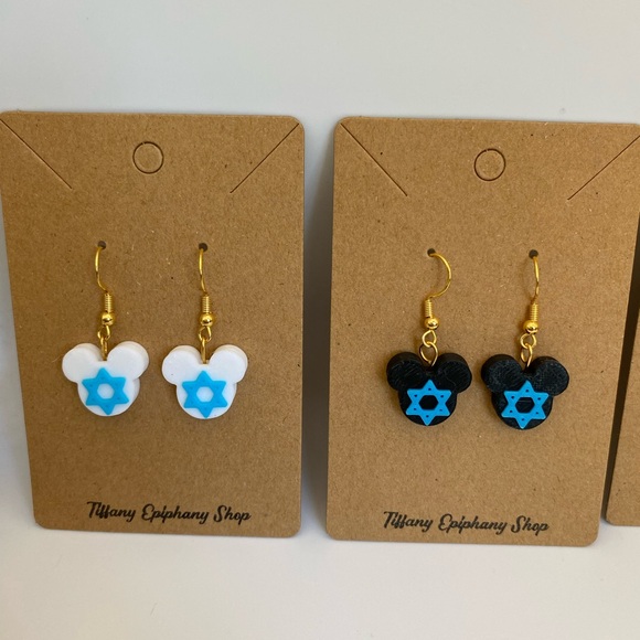 One pair Hanukkah Mickey Earrings Handmade NWT - Picture 3 of 15